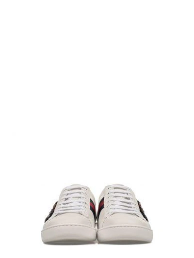 Shop Gucci White/red/blue Tiger Embroidery Ace Leather Sneakers