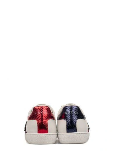 Shop Gucci White/red/blue Tiger Embroidery Ace Leather Sneakers