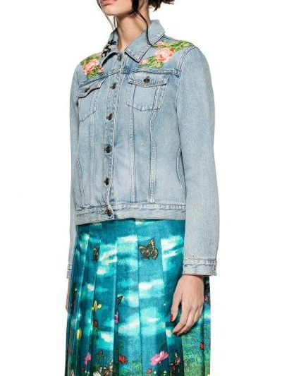 Gucci Slim Fit Embroidered Cotton Denim Jacket, Blue/multi In Faded ...