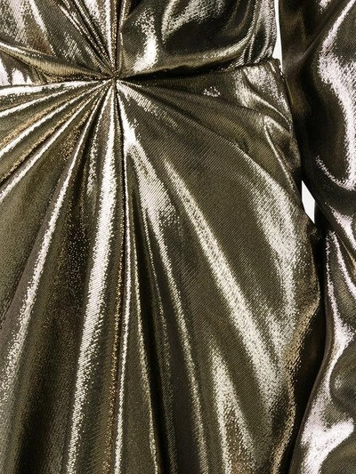 Shop Saint Laurent Asymmetric Draped Mini Dress - Metallic