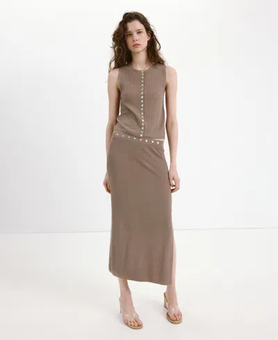 Mango Textured Top With Mixed Buttons In Brown