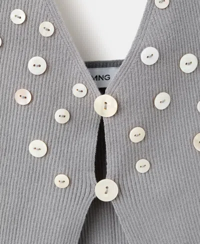 Mango Fitted Top With Decorative Buttons In Gray