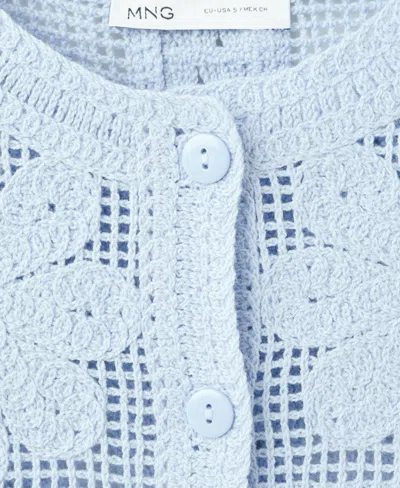 Mango Knit Vest With Openwork Embroidery In Blue