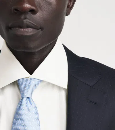 Corneliani Cotton Herringbone Shirt In White