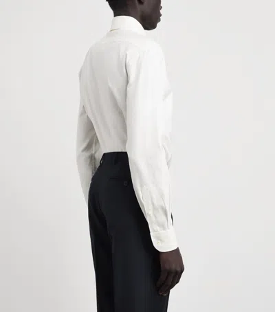 Corneliani Cotton Herringbone Shirt In White