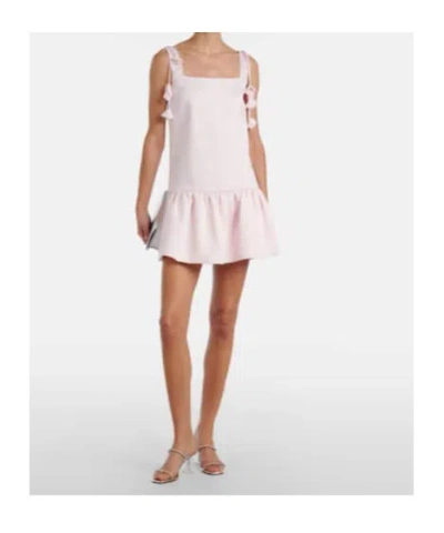 Self-portrait Womens Self Portrait Flower-embellished Woven Mini Dress In Pink