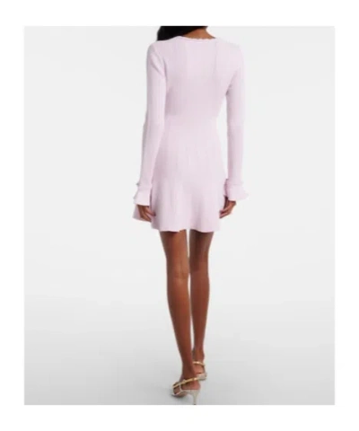 Self-portrait Neutrals Textured Knit Flared Sleeves Mini Dress In Pink