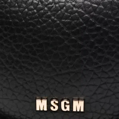 Msgm Leather Shoulder Bag In Black