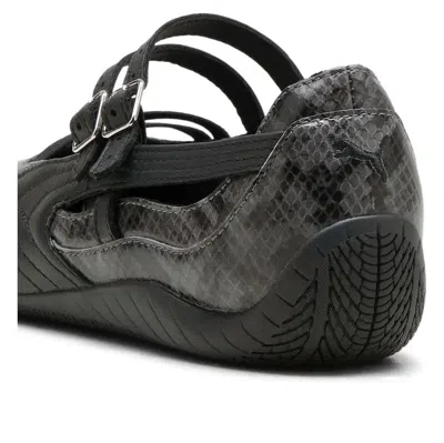 Puma Cool Dark Grey Speedcat Snake Print Ballet Flats-like Sneakers In Black