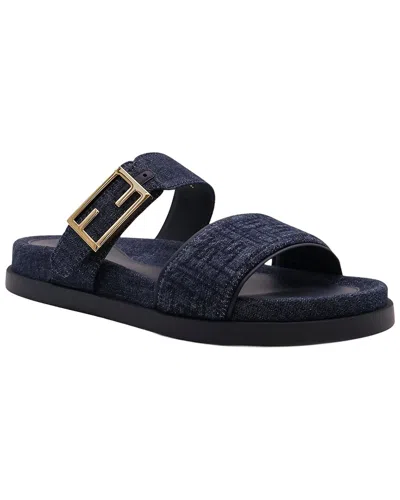 Fendi Double-band Embroidered Slides With Decorative Buckle In Multi