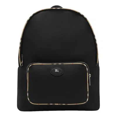Burberry Check-trim Backpack In Black