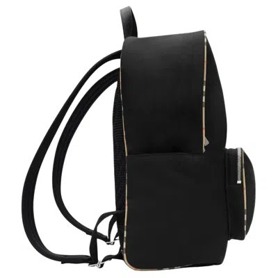 Burberry Check-trim Backpack In Black