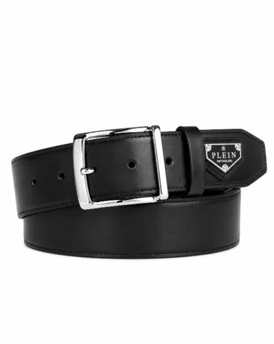 Philipp Plein Leather Belt Triangle Men In Black