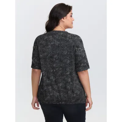Bloomchic Rivets Snowflake Effect Stretchy T-shirt In Black
