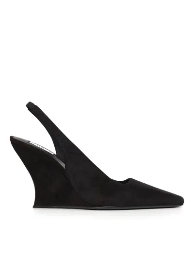 Alaïa Wave Mules Suede Wedge Heel Pointed Toe In Black