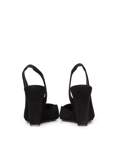 Alaïa Wave Mules Suede Wedge Heel Pointed Toe In Black
