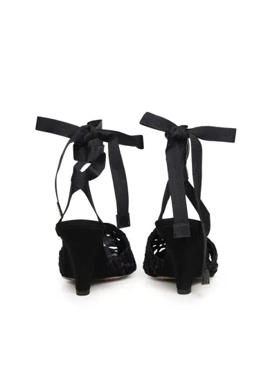 Jacquemus Woven Ankle-tie Heeled Sandals In Black