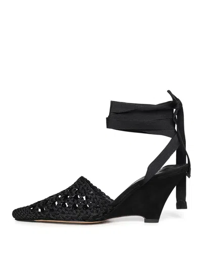 Jacquemus Woven Ankle-tie Heeled Sandals In Black