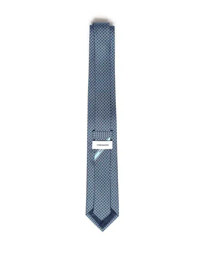 Ferragamo Printed Silk Tie In Blue