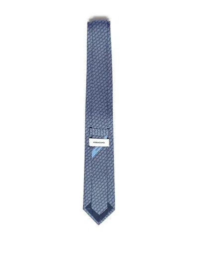Ferragamo Printed Silk Tie In Blue