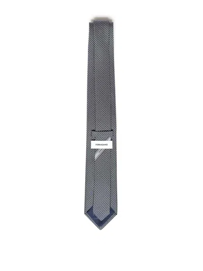 Ferragamo Printed Silk Tie In Blue