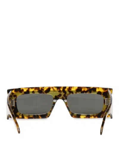 Alaïa Rectangular Mask Sunglasses Tortoiseshell Pattern Frame In Green