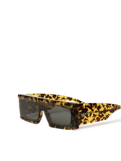 Alaïa Rectangular Mask Sunglasses Tortoiseshell Pattern Frame In Green