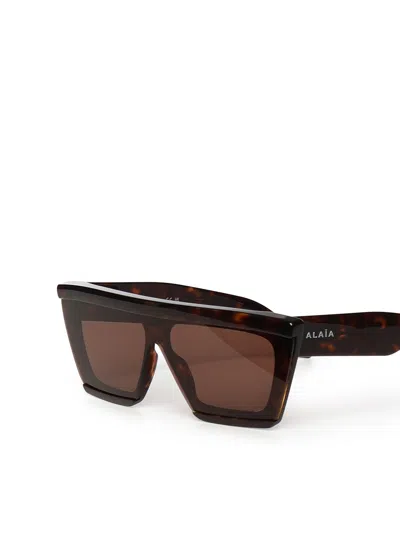 Alaïa Rectangular Acetate Sunglasses In Brown