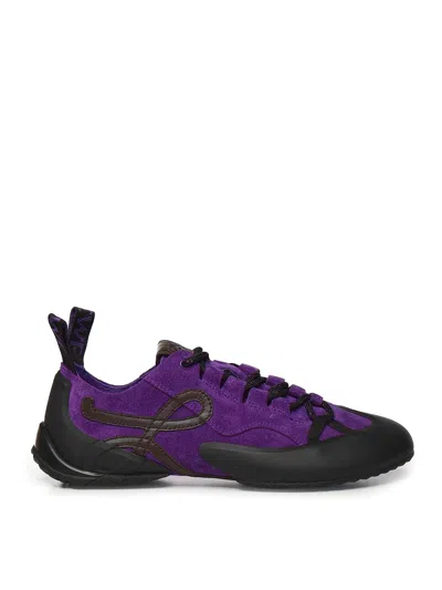 Loewe Suede Grip Sneakers Pull Tab Rubber Sole In Purple