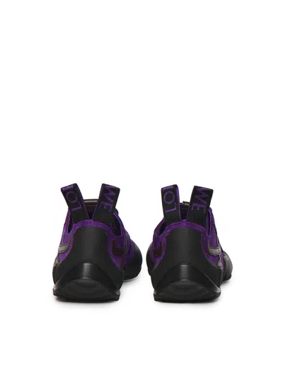 Loewe Suede Grip Sneakers Pull Tab Rubber Sole In Purple