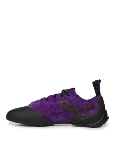 Loewe Suede Grip Sneakers Pull Tab Rubber Sole In Purple