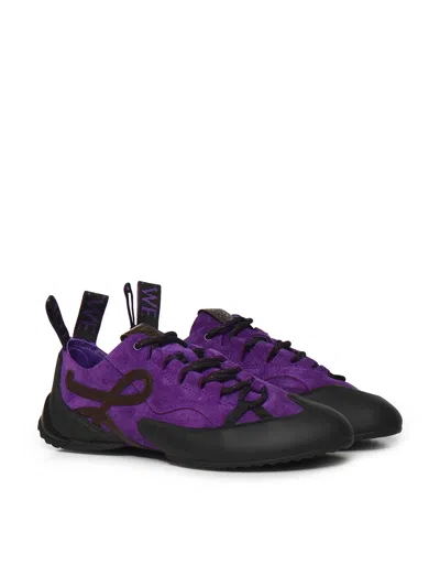 Loewe Suede Grip Sneakers Pull Tab Rubber Sole In Purple