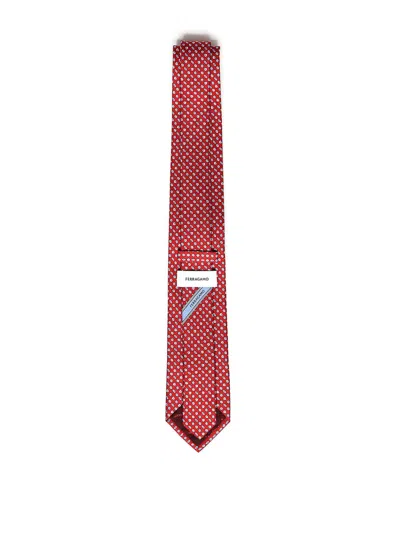 Ferragamo Printed Silk Tie In Red