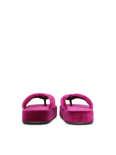 Balenciaga Jet Lag Stretch Velvet Platform Thong Sandals In Purple