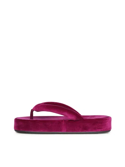 Balenciaga Jet Lag Stretch Velvet Platform Thong Sandals In Purple