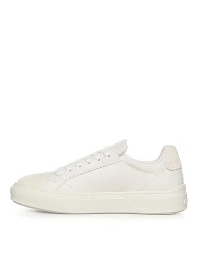 Ferragamo White Calf Leather Bos Taurus Sneakers In Gray