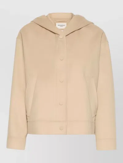 Weekend Max Mara Hooded Coat Long Sleeves Front Pockets In Multi
