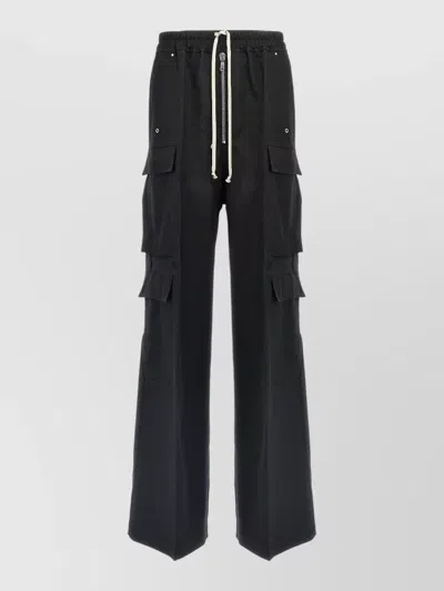 Rick Owens Womens Black Cargobelas Wide-leg Satin Trousers In Black