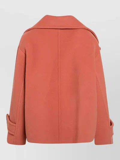 Chloé Double Breasted Jacket Buttoned Cuffs Pockets Lapels In Orange