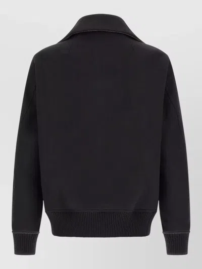 Rick Owens Black Rain Bomber Jacket With High Neck And Functional Pockets In Black