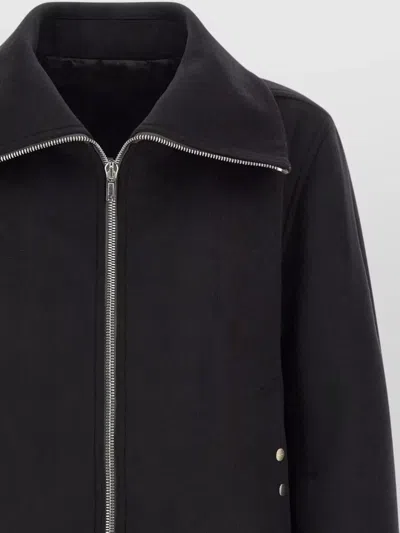 Rick Owens Black Rain Bomber Jacket With High Neck And Functional Pockets In Black