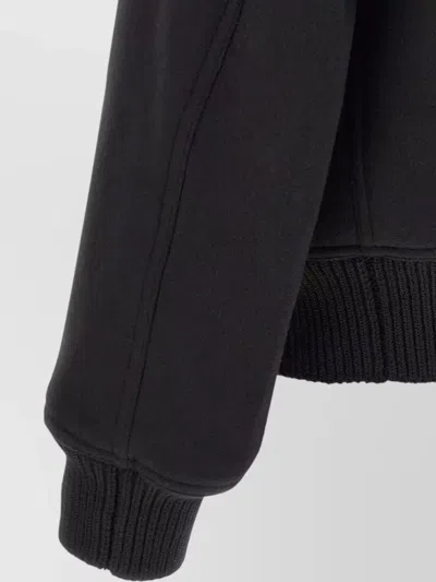 Rick Owens Black Rain Bomber Jacket With High Neck And Functional Pockets In Black