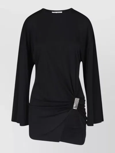 Attico Mini Dress With Distinctive Curling Detail And Logo In Black