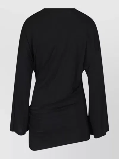 Attico Mini Dress With Distinctive Curling Detail And Logo In Black