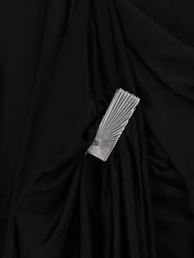 Attico Mini Dress With Distinctive Curling Detail And Logo In Black