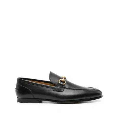 Gucci Jordaan Horsebit Leather Loafers In Black