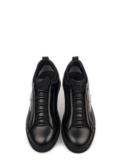 Shop Fendi Black Bag Bugs Slip On Leather Sneakers