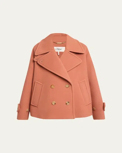 Chloé Double Breasted Jacket Buttoned Cuffs Pockets Lapels In Orange