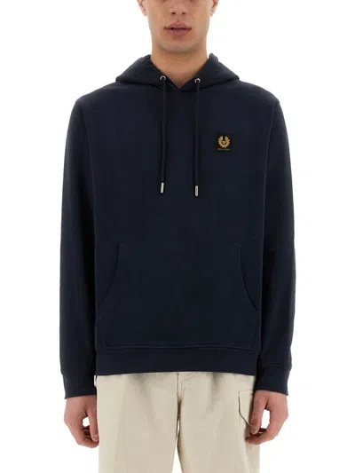Belstaff Hooded Sweater Kangaroo Pocket In Blue
