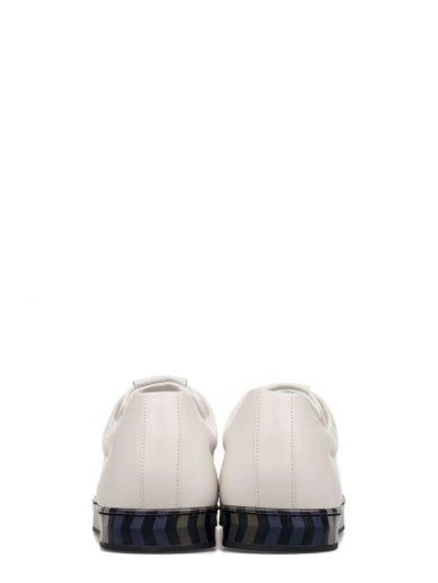 Shop Fendi White  Faces Leather Sneakers